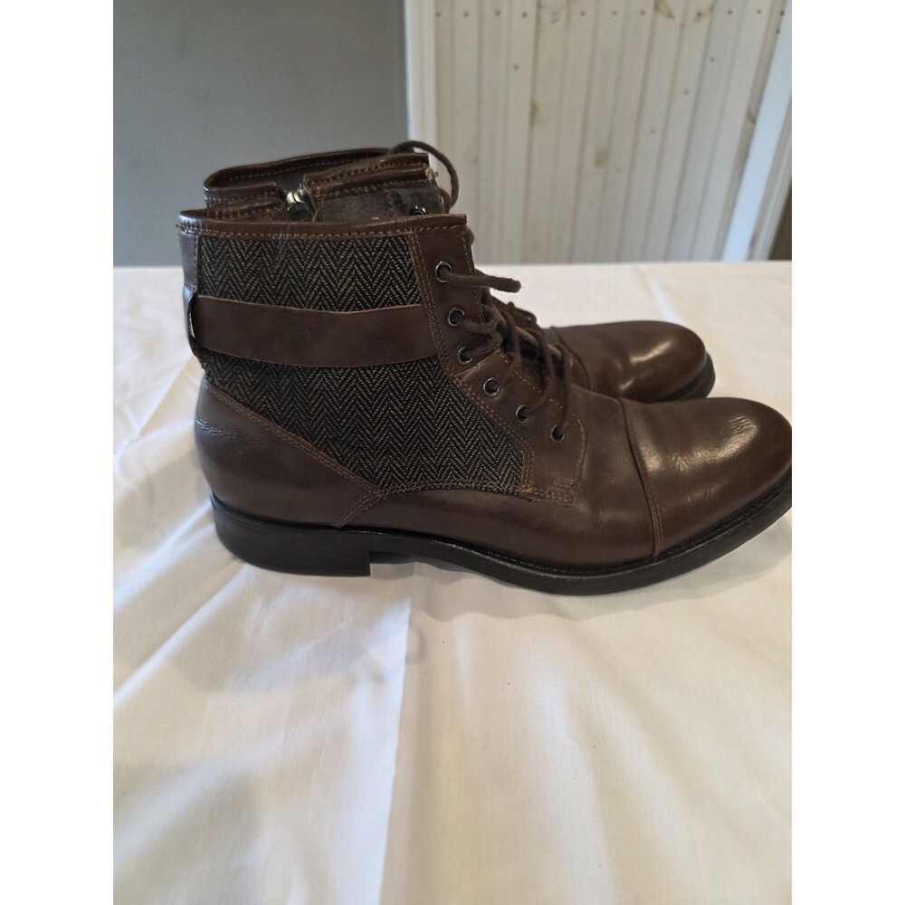 Bar III Devin ankle boots leather and tweed upper with a double closure sz 13